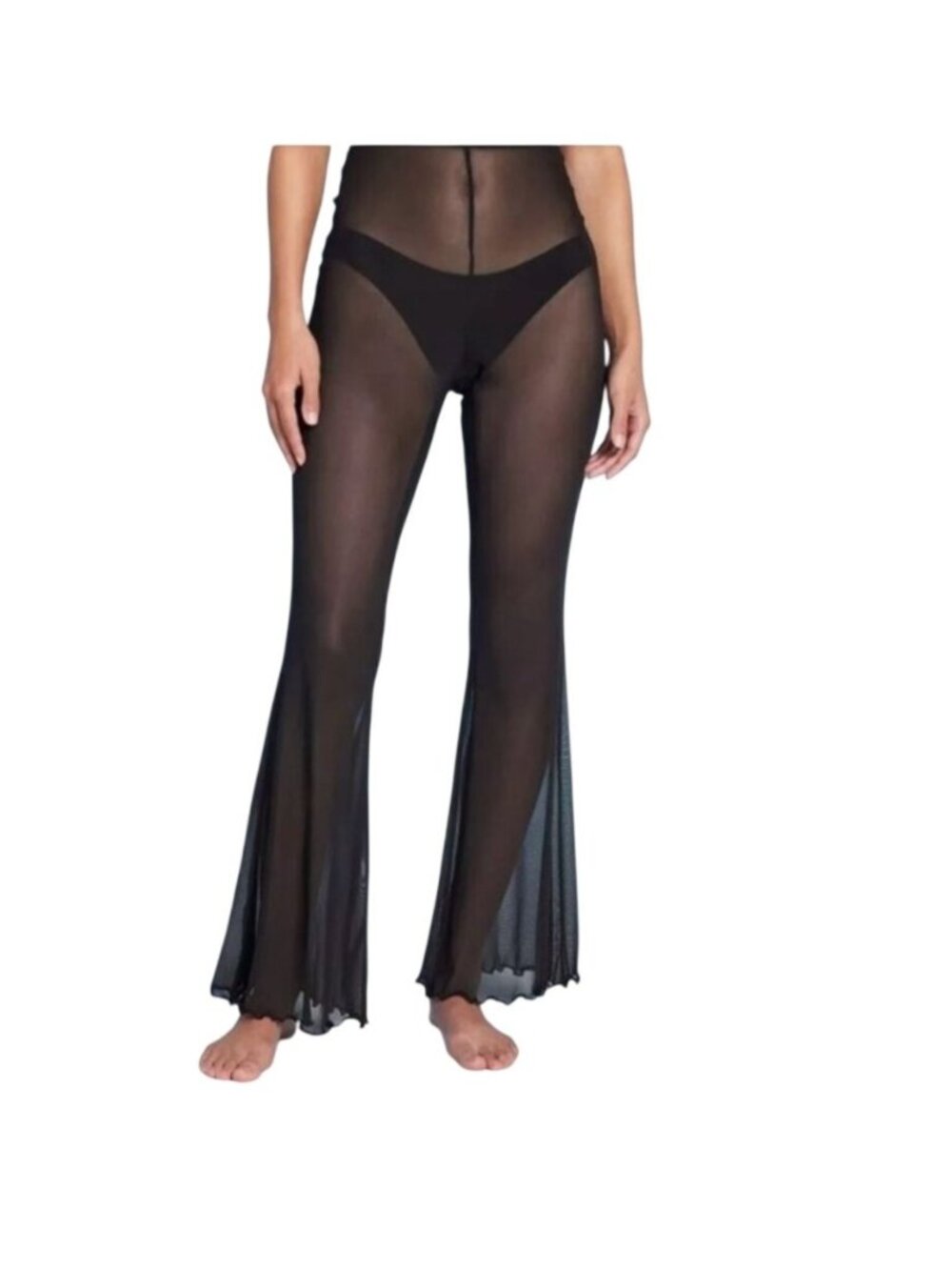 Wild Fable Women's Black Sheer Flared Pants XL 14/16 Lightweight Mesh With Tags